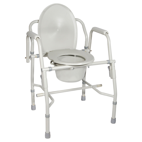 Steel Drop Arm Bedside Commode with Padded Arms - Click Image to Close